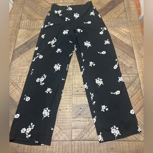 Chic Black Floral Women's Trousers